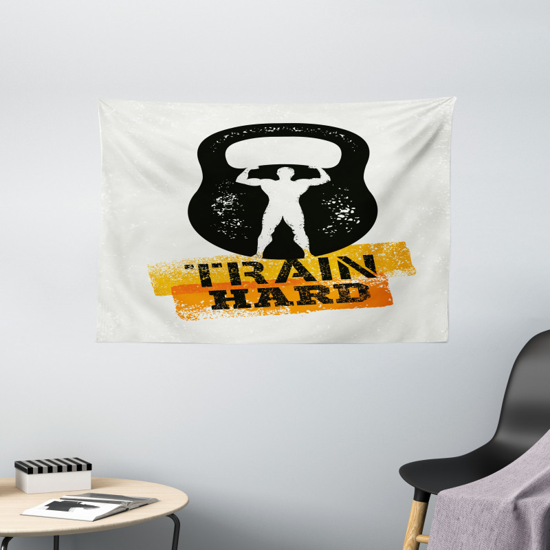 Aged Kettlebell Athlete Wide Tapestry