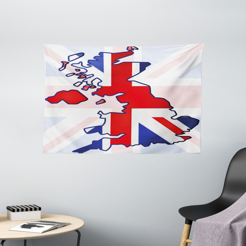Country Map Flag Wide Tapestry