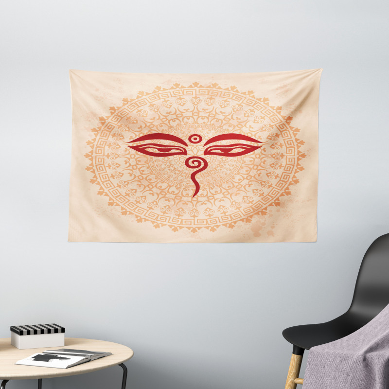 Oriental Mandala Ancient Zen Wide Tapestry