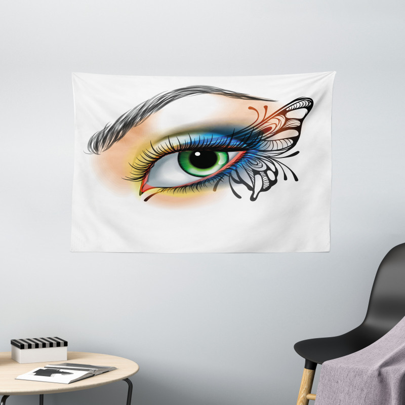 Fantasy Woman Make up Wing Wide Tapestry