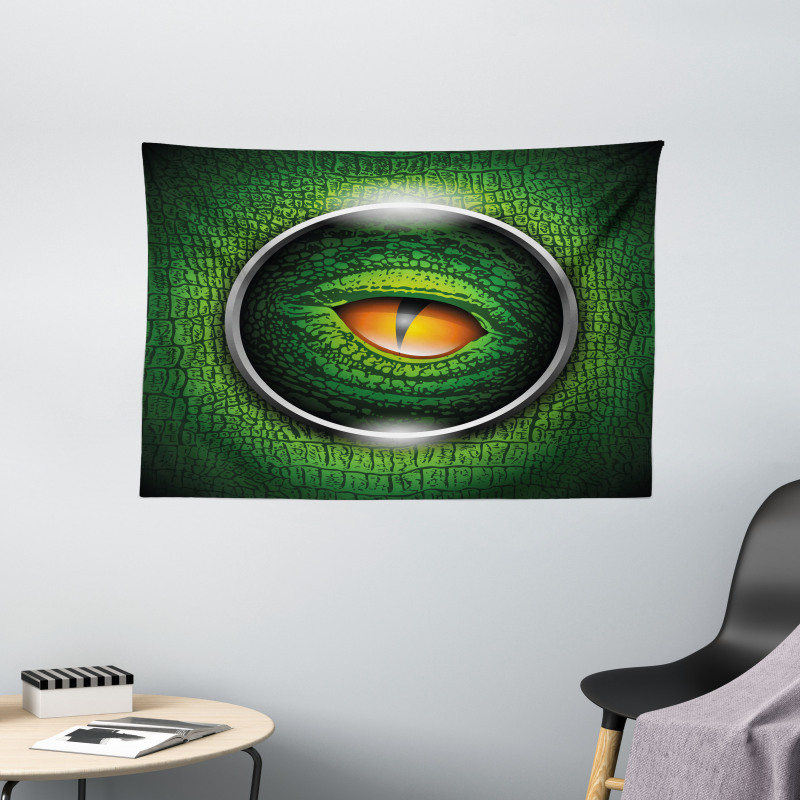 Vibrant Realistic Reptile Wide Tapestry