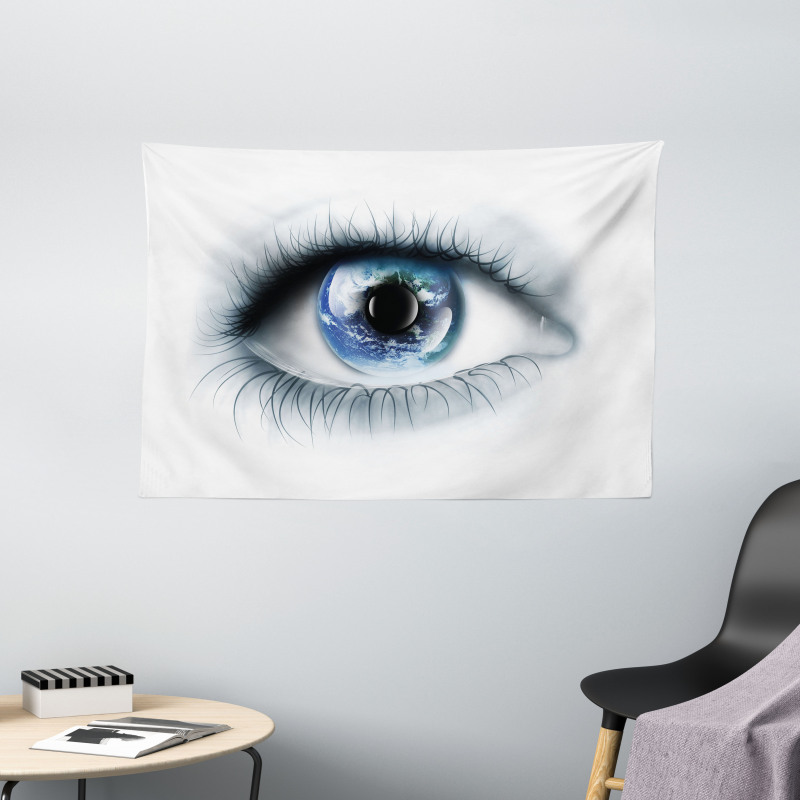 Planet Earth Reflection Wide Tapestry