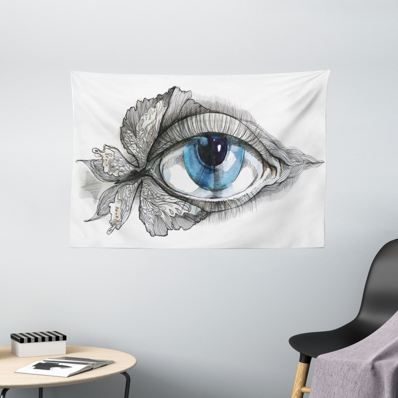 Human Eye Butterfly Dreamy Wide Tapestry