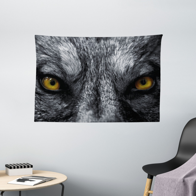 Wild Wolf Dangerous Mammal Wide Tapestry