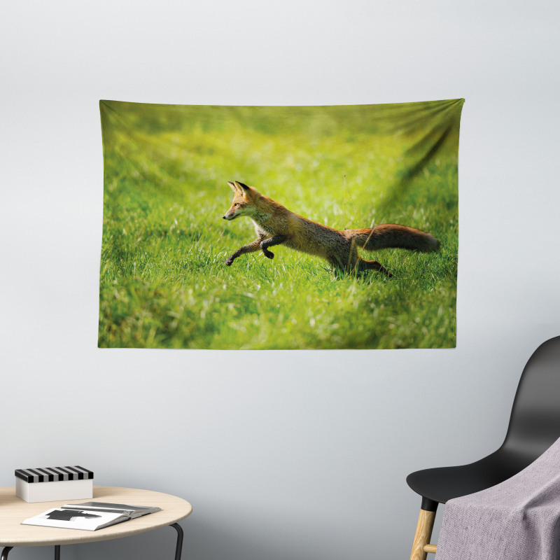 Jumping Animal Fresh Grass Wide Tapestry