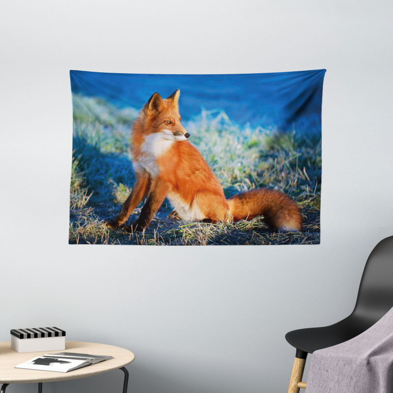 Serene Cold Autumn Field Wide Tapestry