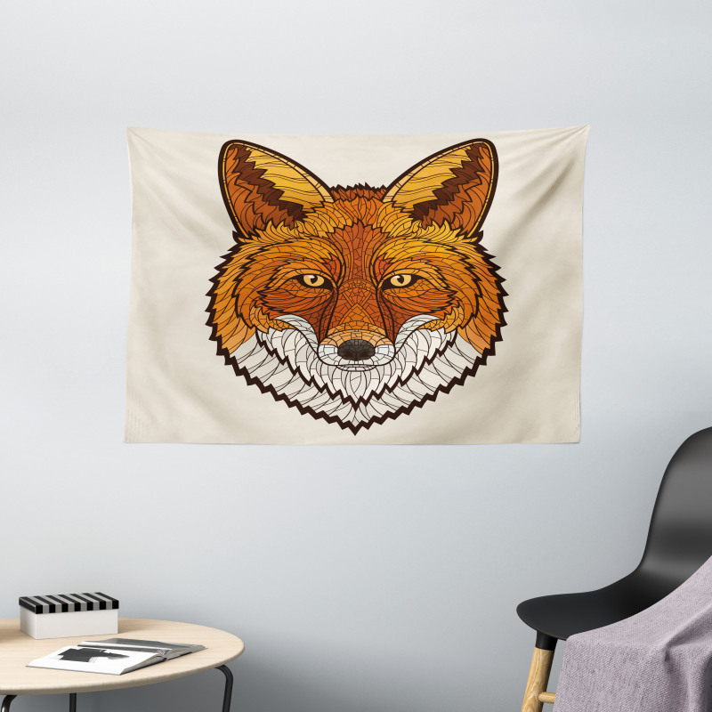 Mascot Face Mosaic Style Wide Tapestry