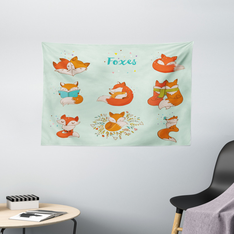 Fun Characters Kids Comic Wide Tapestry