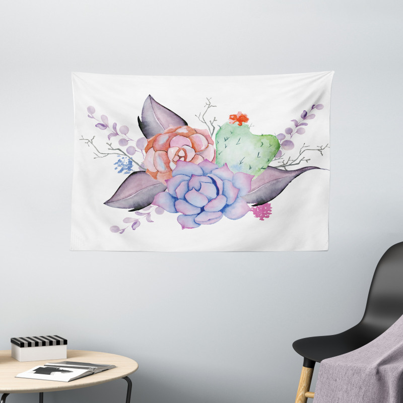 Romantic Summer Blossoms Wide Tapestry