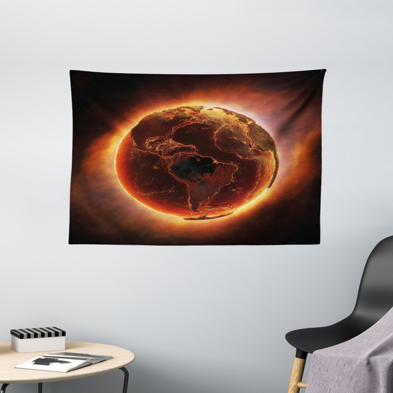 Vivid Burning Earth Heat Wide Tapestry