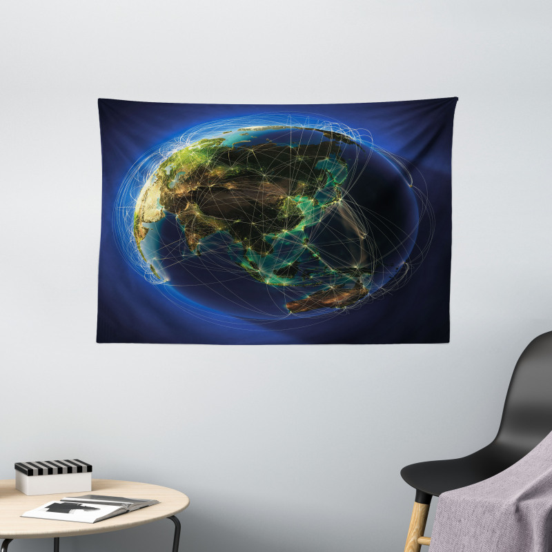 Earth Lines Navigation Wide Tapestry
