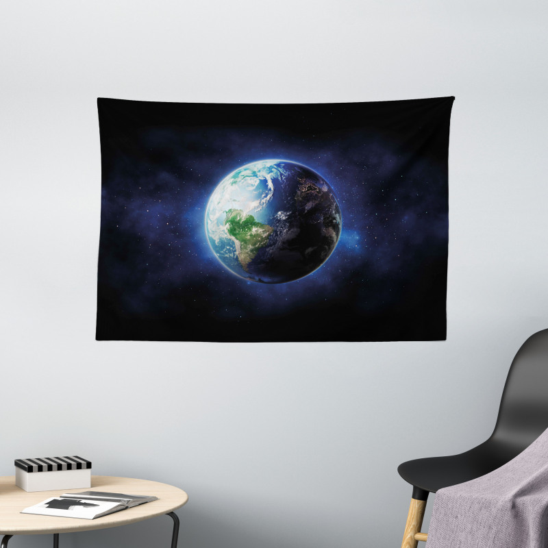 Calm Starry Outer Space Wide Tapestry