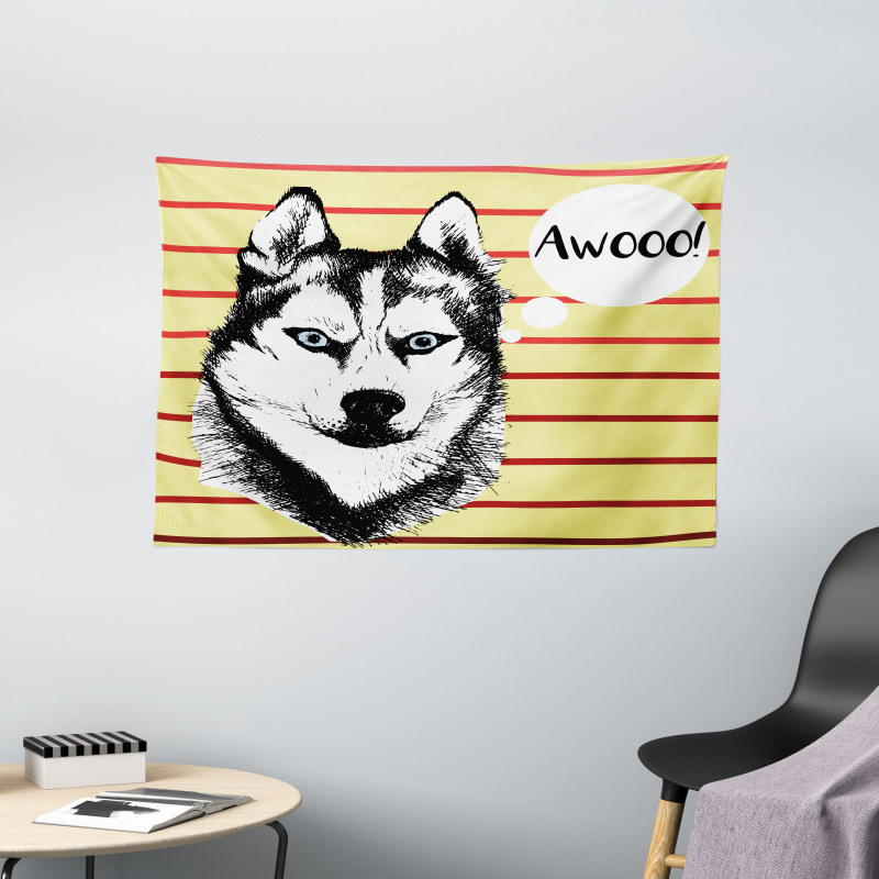 Husky Portrait Wide Tapestry