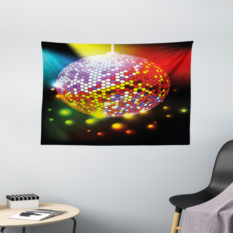 Vivid Disco Ball Wide Tapestry