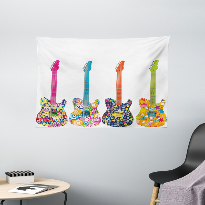 Colorful Flowers Star Wide Tapestry