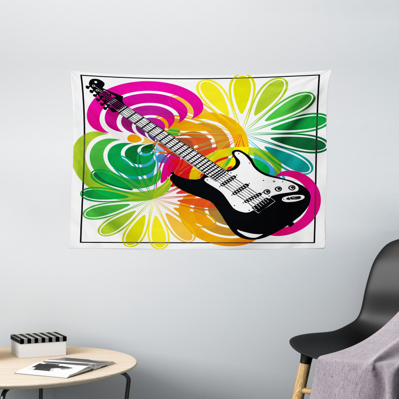 Flowers Guitar Wide Tapestry