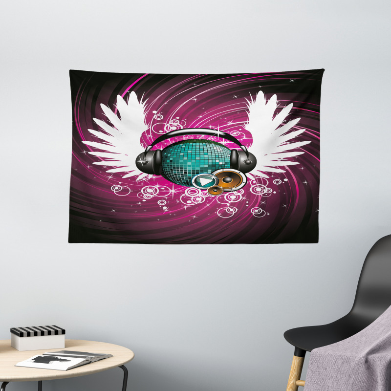Disco Ball Music Wide Tapestry