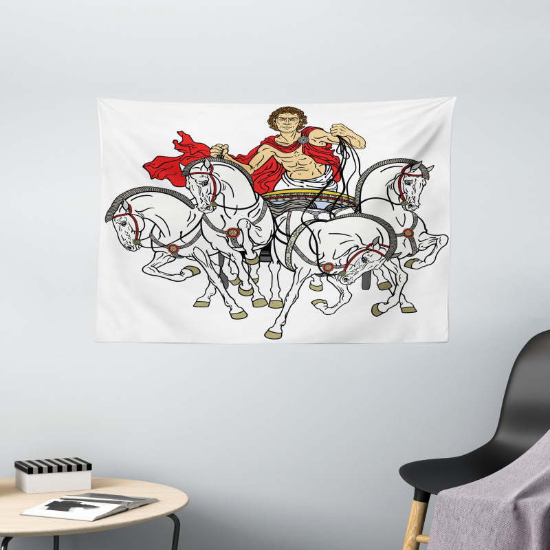 Hellenic Man Chariot Wide Tapestry