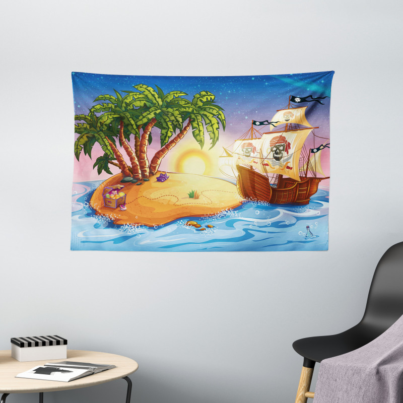 Exotic Sea Island Wide Tapestry