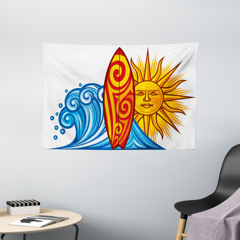 Ocean Wave Sun Wide Tapestry