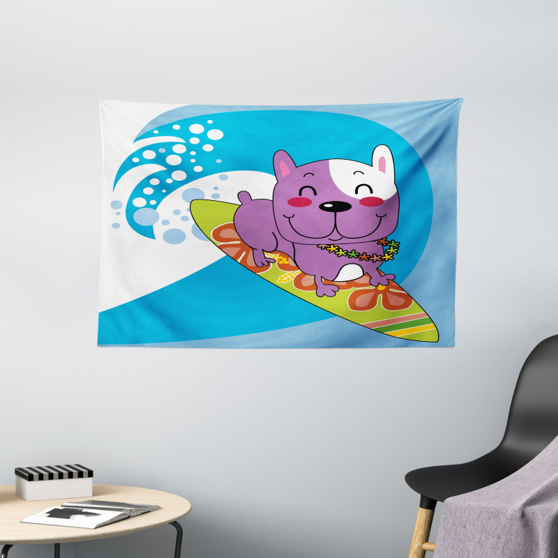 Cartoon Bulldog Wide Tapestry