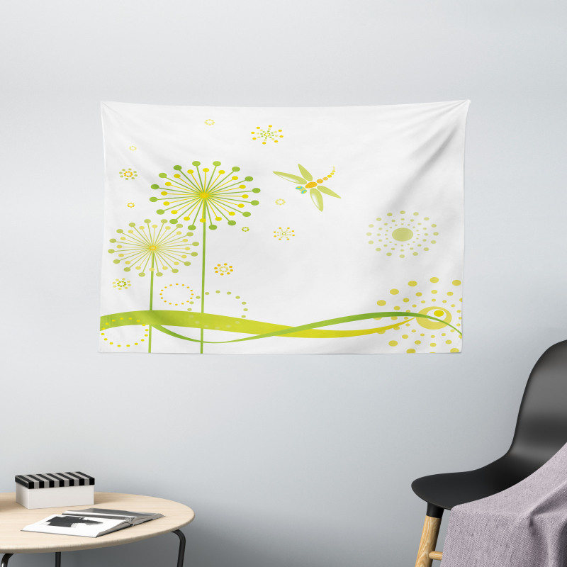 Spring Dandelion Art Wide Tapestry