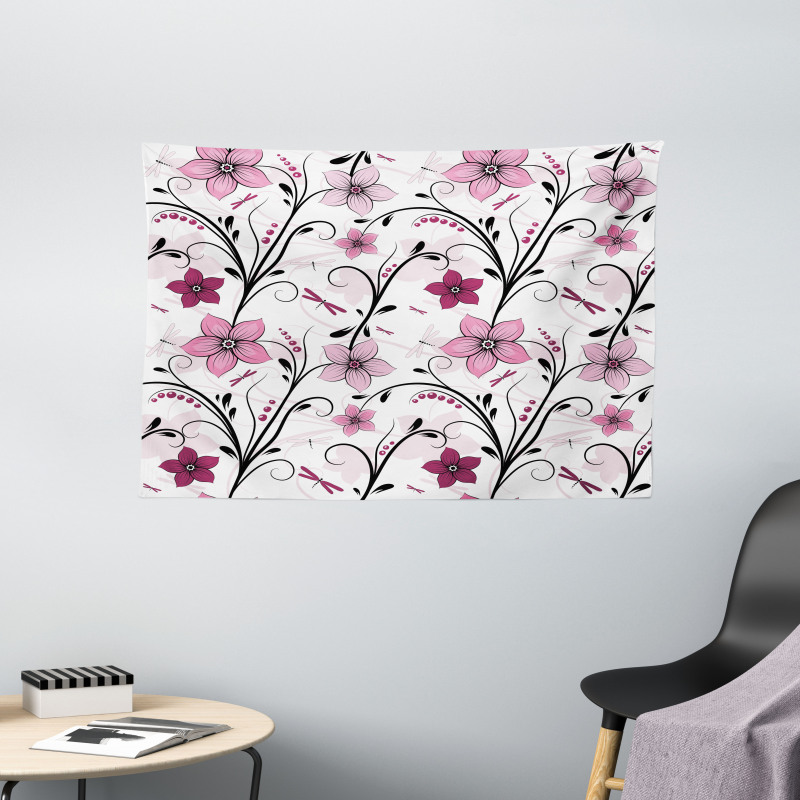 Shabby Plant Florets Wide Tapestry