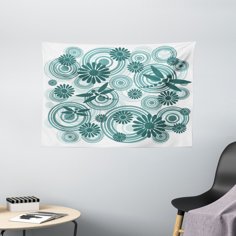 Abstract Daisy Flower Wide Tapestry