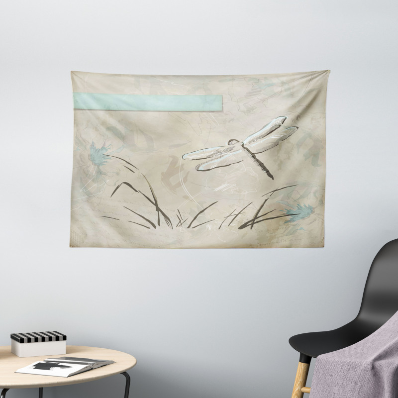 Romantic Sketch Art Wide Tapestry