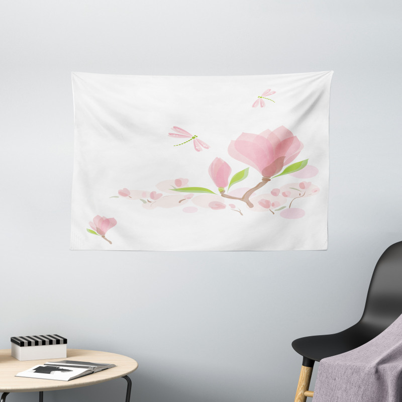 Soft Magnolia Leaves Wide Tapestry