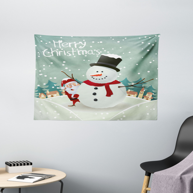 Xmas Winter Theme Wide Tapestry