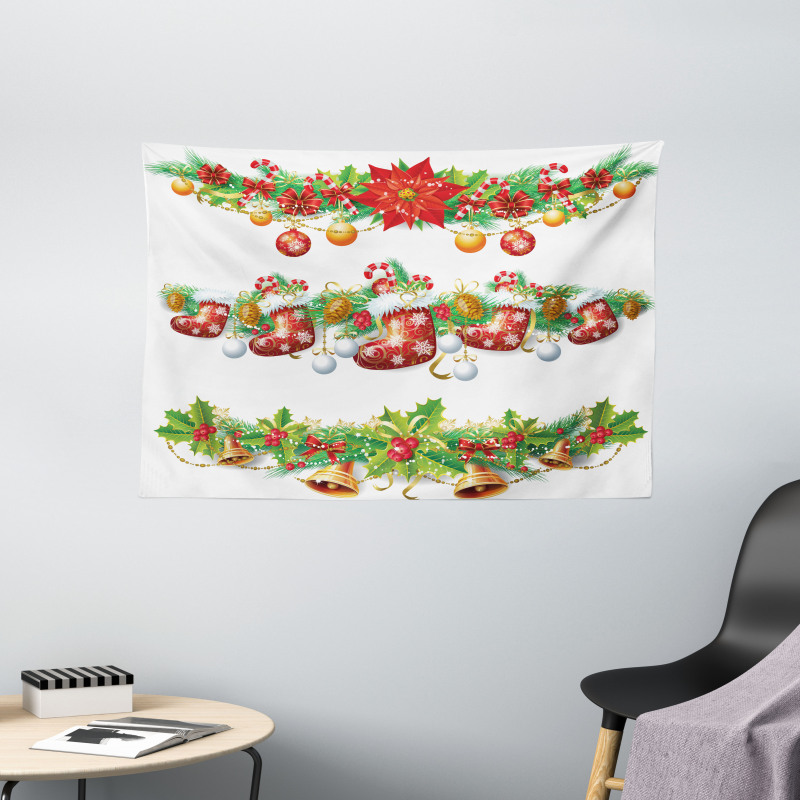 Flowers Socks and Bells Wide Tapestry