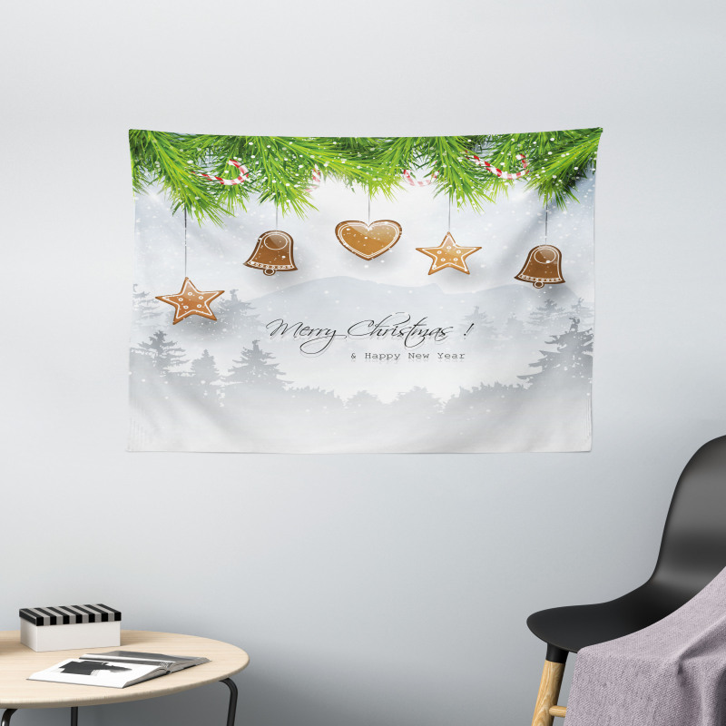 Gingerbread Fir Tree Wide Tapestry