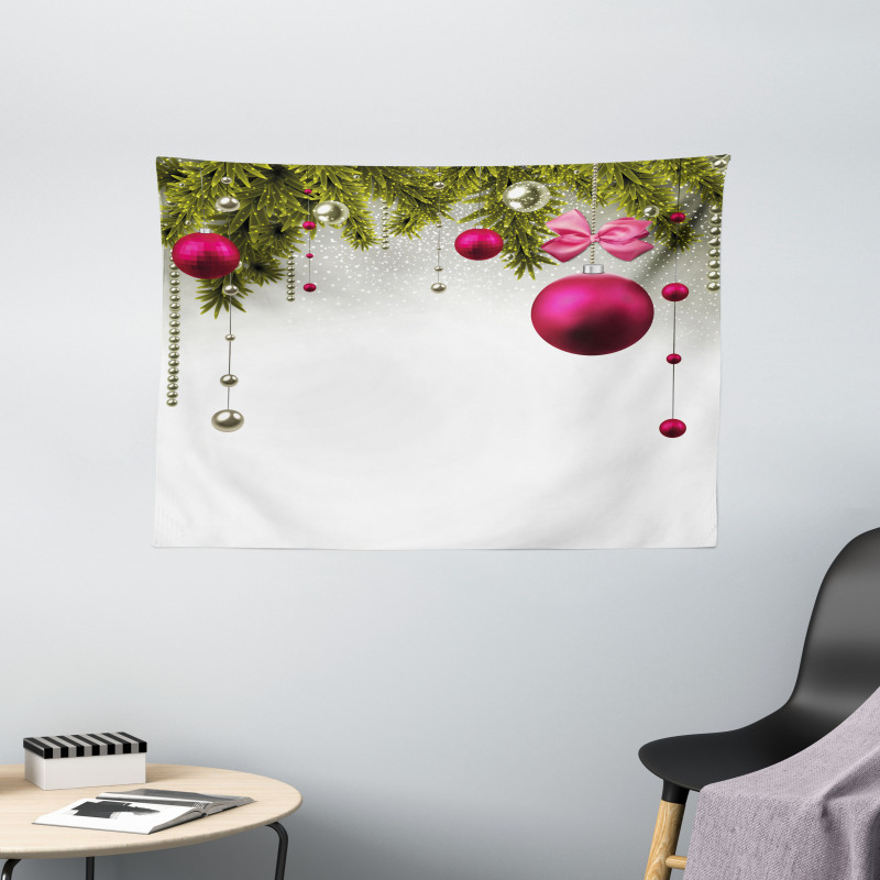 Vivid Fir Twigs Balls Wide Tapestry