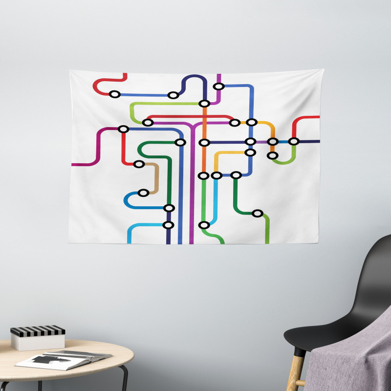 Abstract Colorful Subway Wide Tapestry