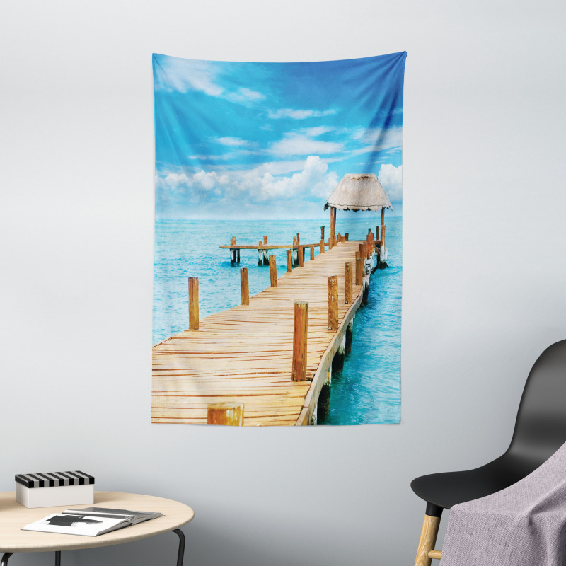 Tropic Seascape Wooden Jetty Tapestry