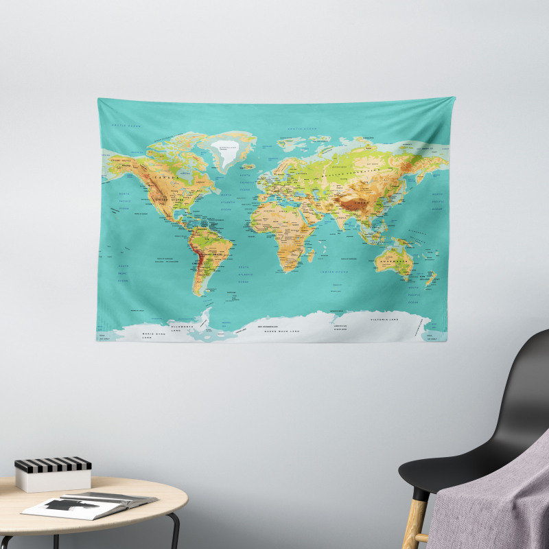 World Geography Continents Wide Tapestry