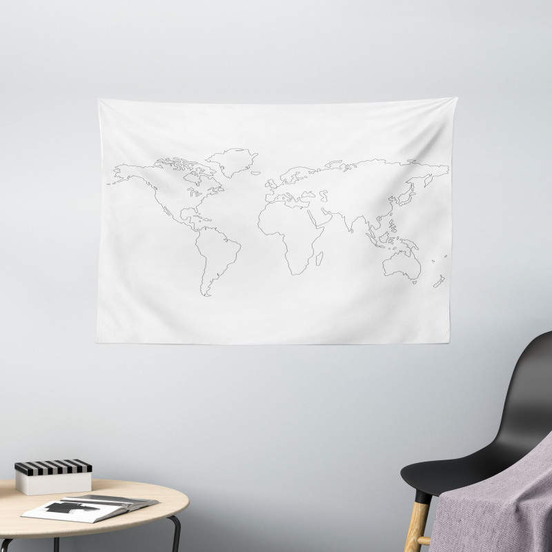 Simple Outline Abstract Wide Tapestry