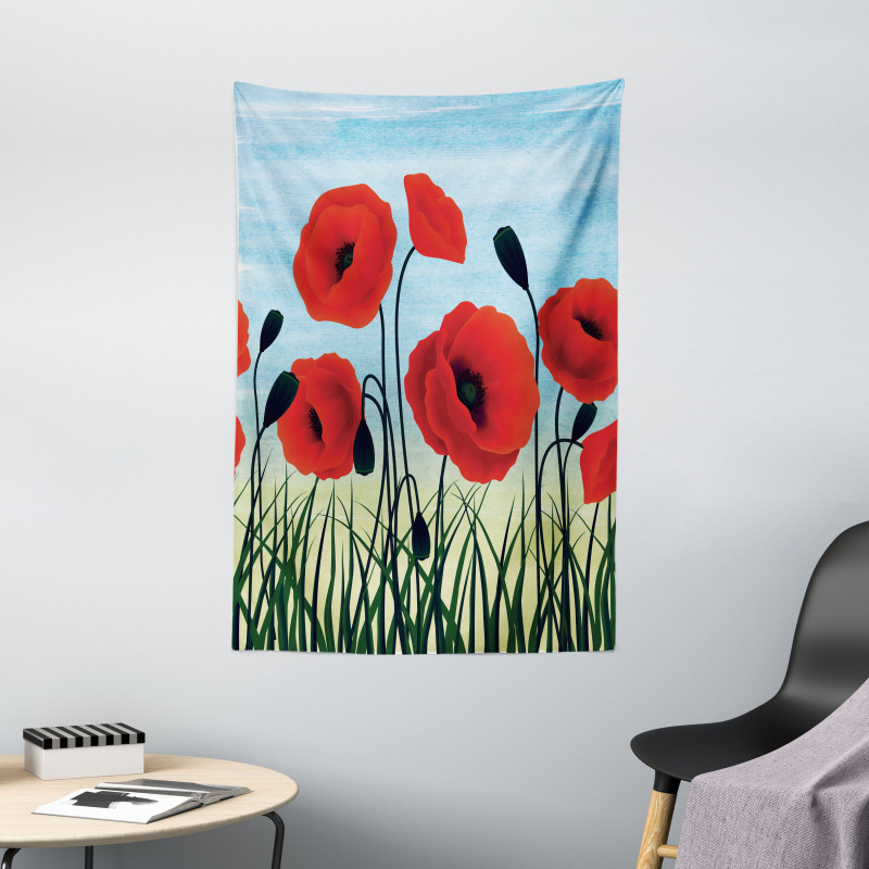 Digital Drawn Flower Tapestry