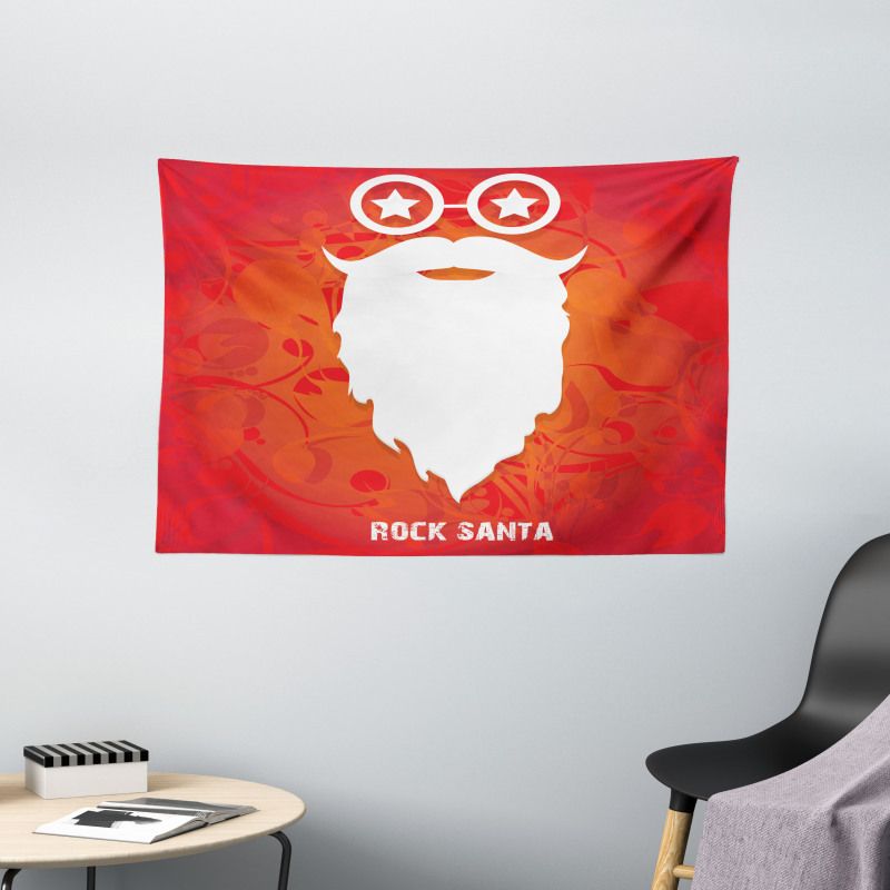 Rock Santa Claus Xmas Wide Tapestry