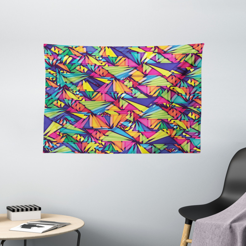 Geometric Triangles Art Wide Tapestry