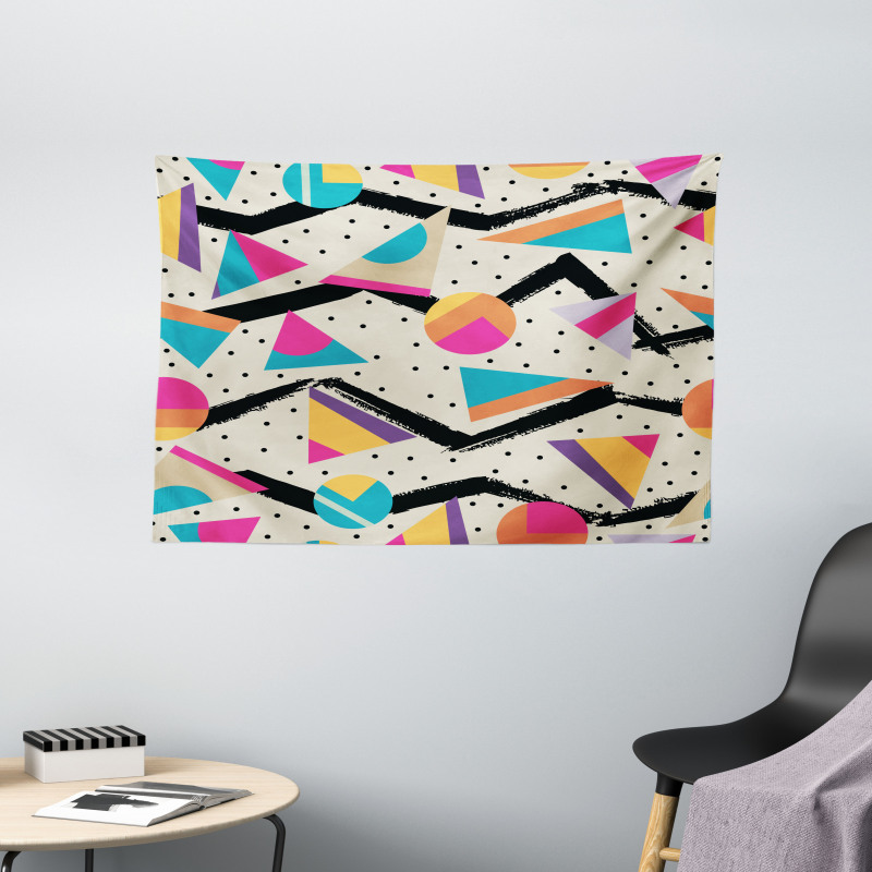 80s Funky Memphis Fashion Wide Tapestry