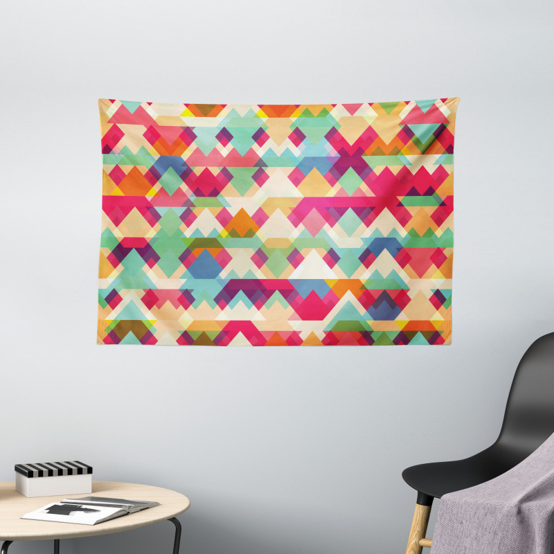 Colorful Triangles Wide Tapestry