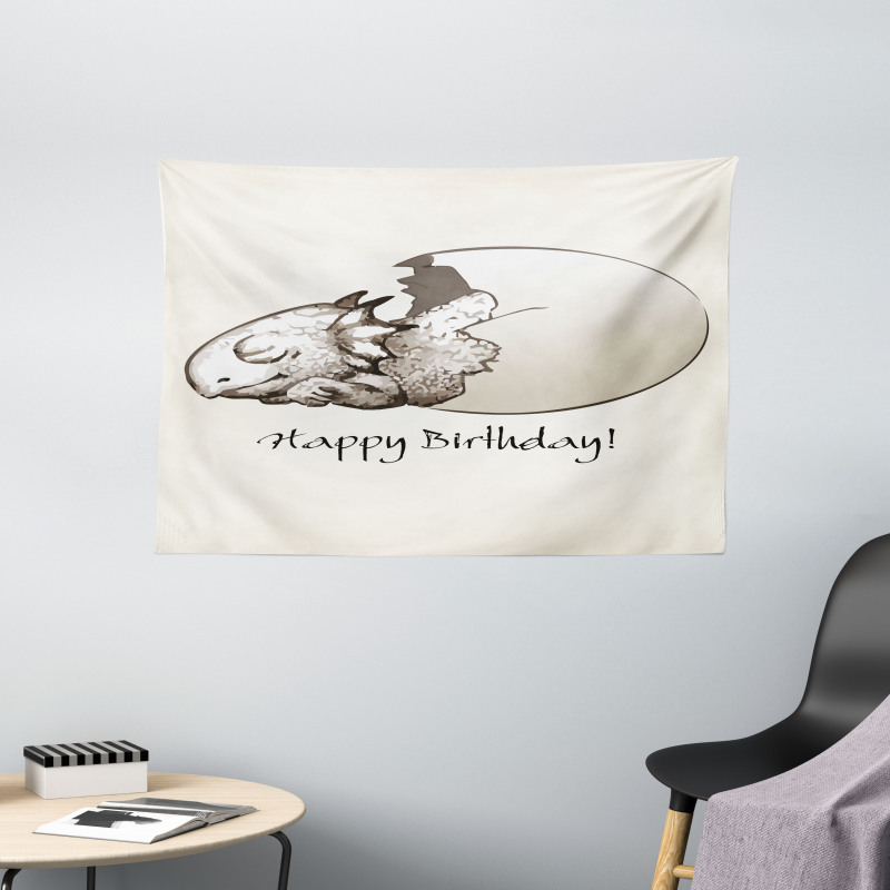 Birthday Newborn Dino Wide Tapestry