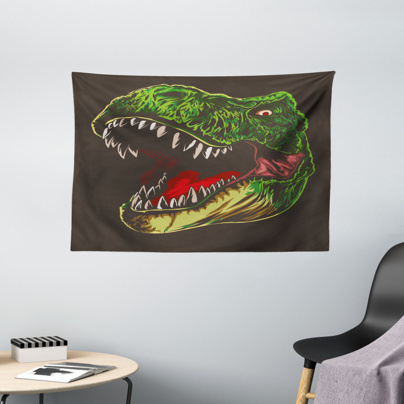 Aggressive Wild T-Rex Wide Tapestry
