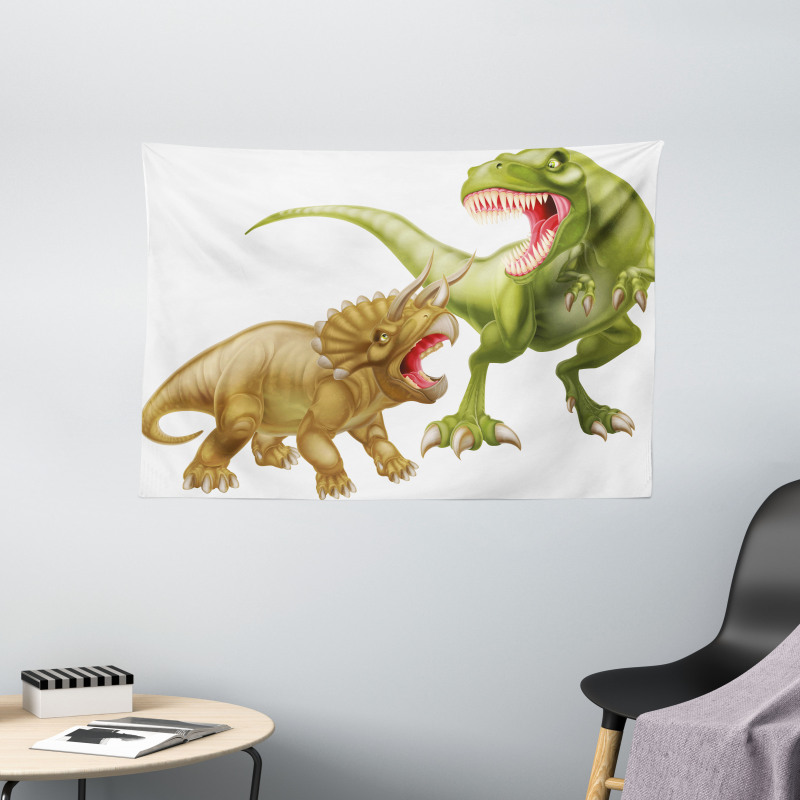 2 Dinosaurs Pattern Wide Tapestry