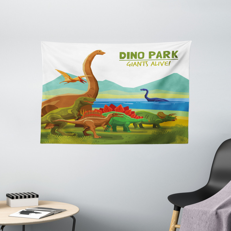Dino Park Alive Theme Wide Tapestry