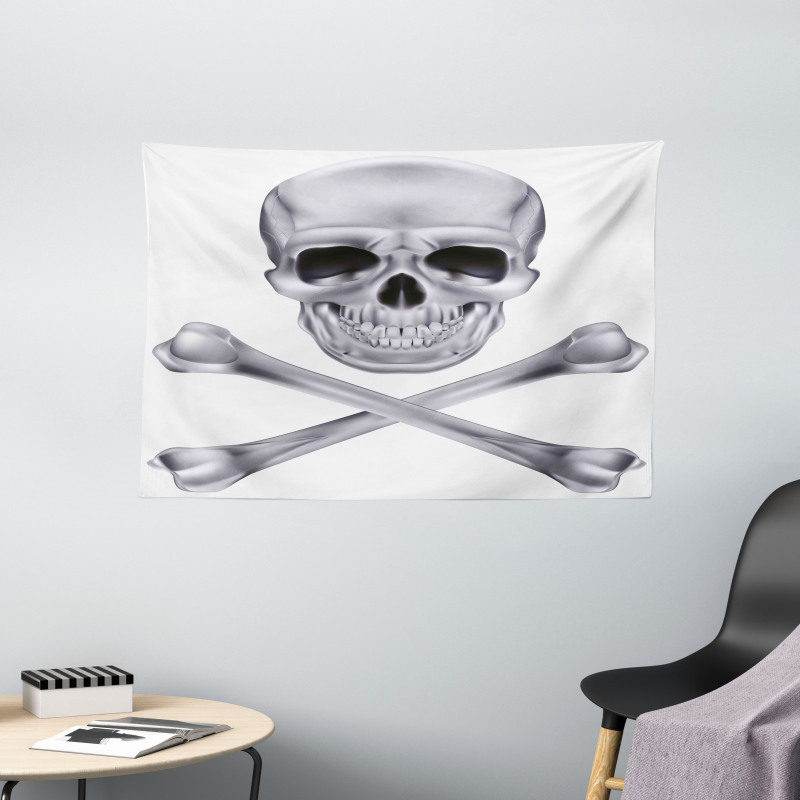 Vivid Skull Crossbones Wide Tapestry