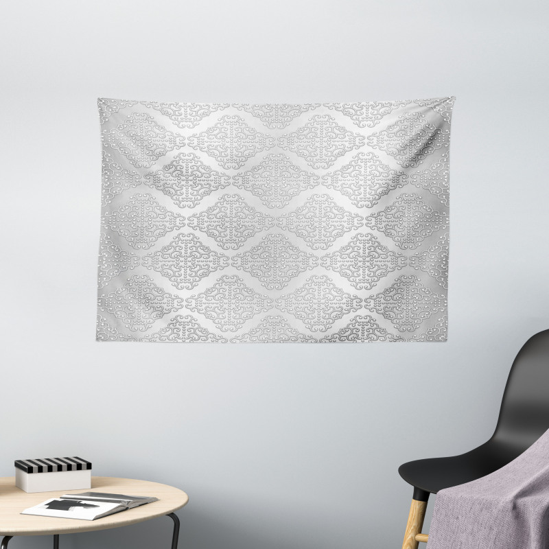 Vintage Damask Swirls Wide Tapestry