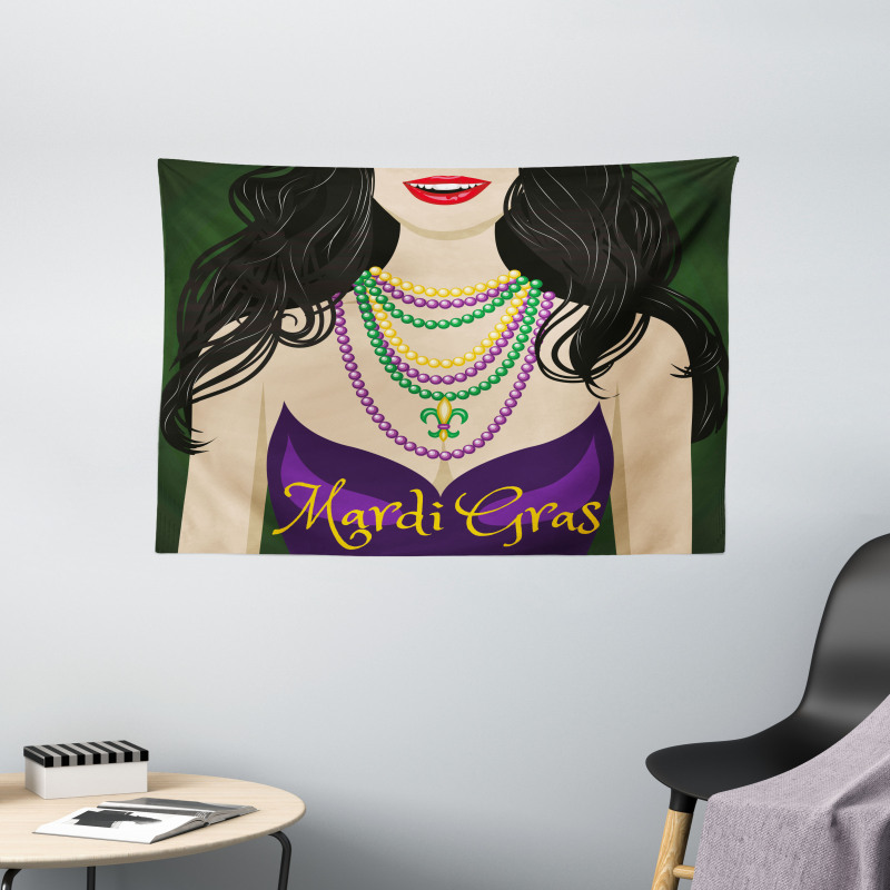 Woman in Party Dress Wide Tapestry
